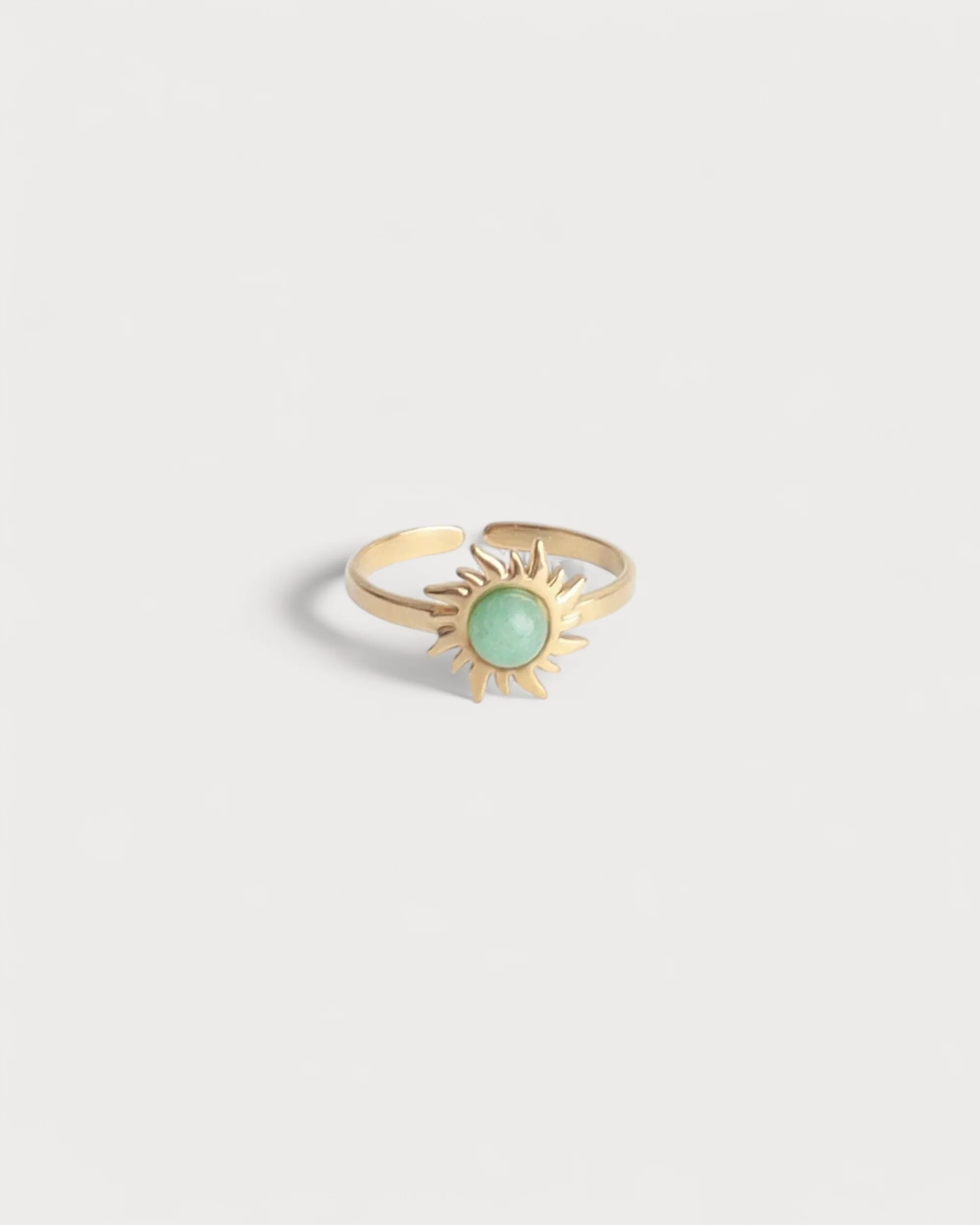 Sunflower - Ring - Stainless Steel - Adjustable - Natural Stone