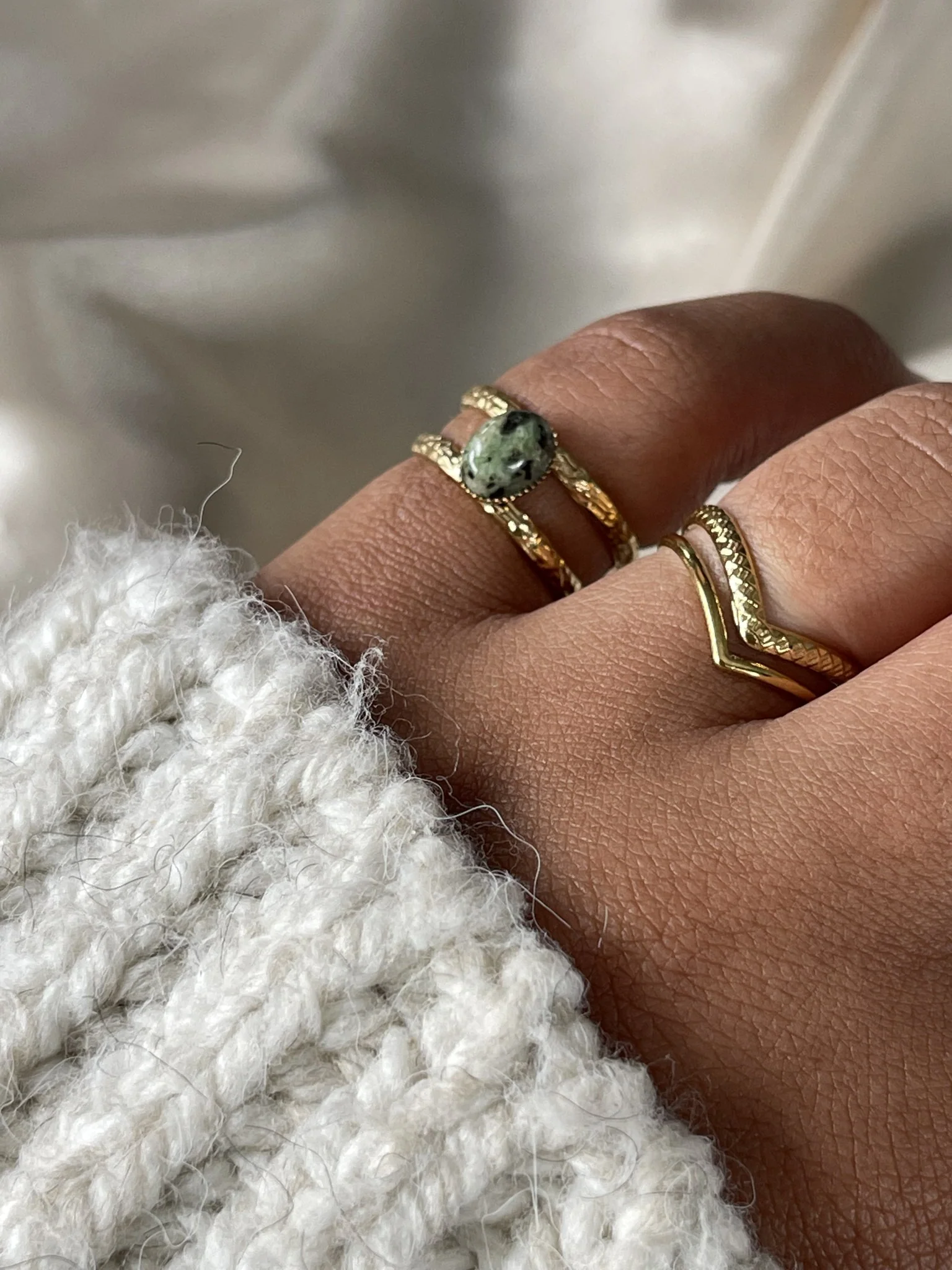 Suzi - Ring - Natural Stone - Stainless Steel - Adjustable - Image 5