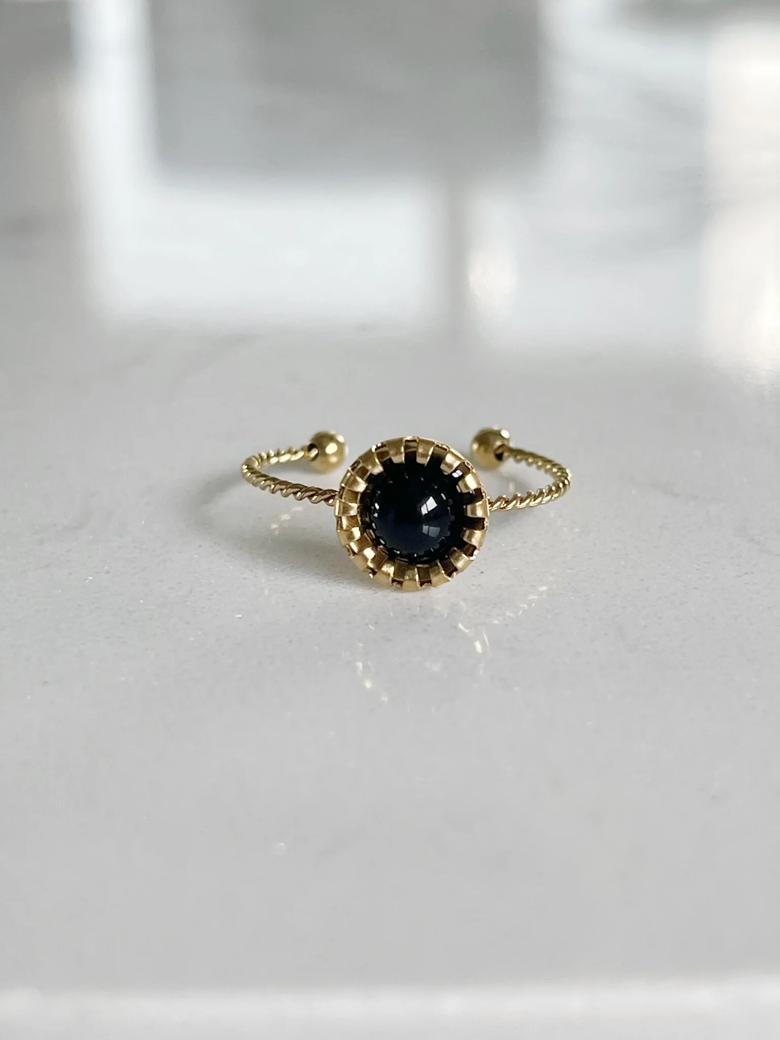 Tara - Ring - Natural Stone - Stainless Steel - Adjustable - Image 4