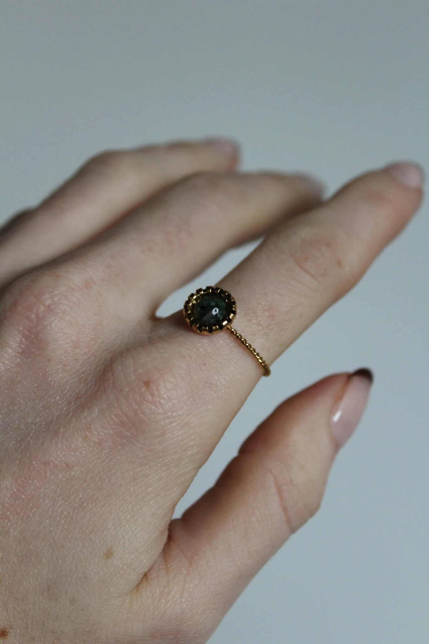 Tara - Ring - Natural Stone - Stainless Steel - Adjustable - Image 7