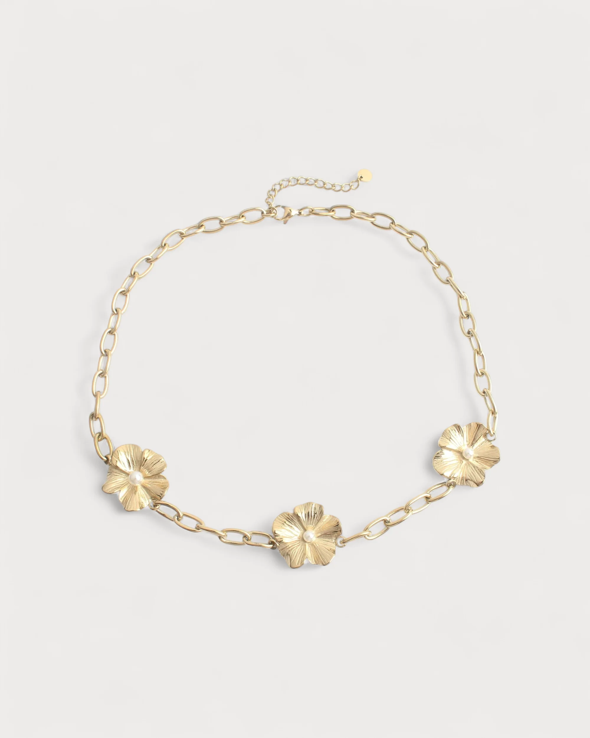 Three Flowers - Necklace - Stainless Steel