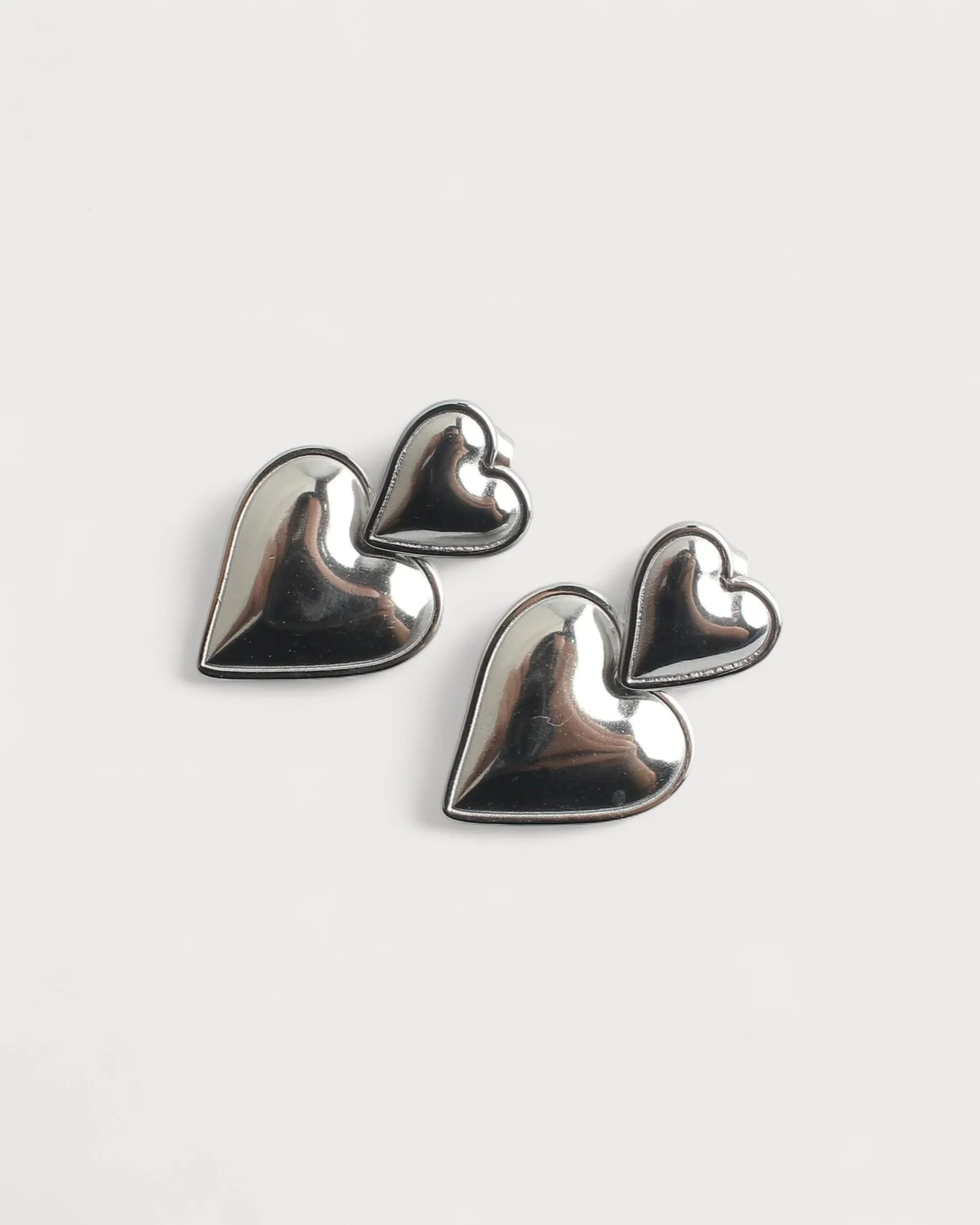 Two Hearts - Earrings - Stainless Steel - Image 3