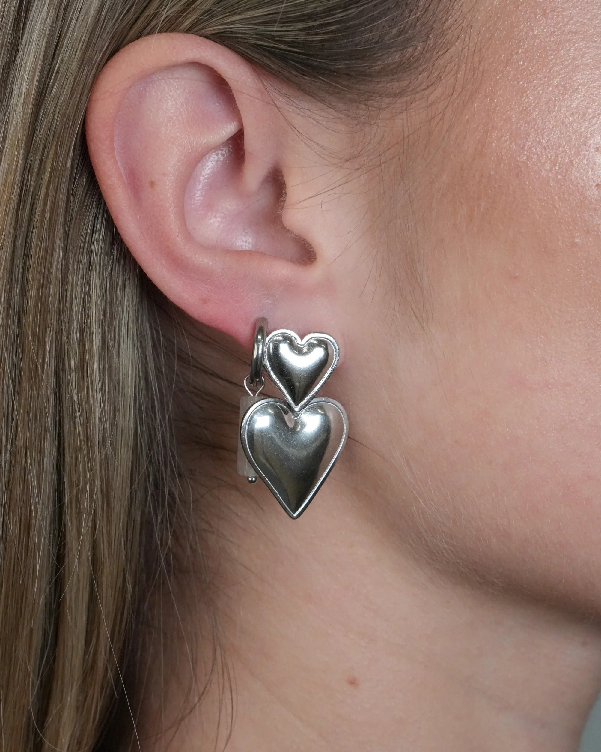 Two Hearts - Earrings - Stainless Steel - Image 4