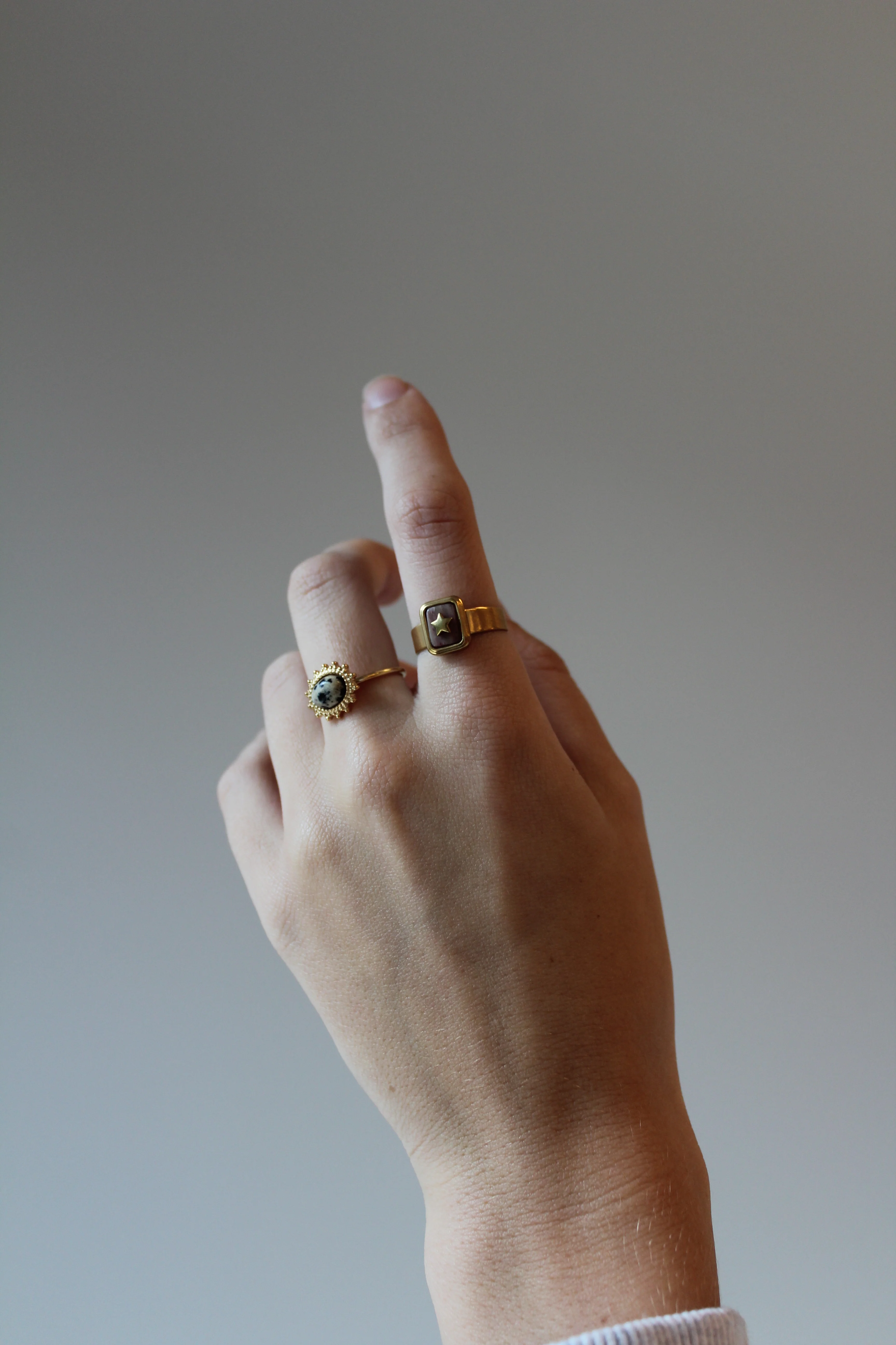 Yasmin - Ring - Natural Stone - Stainless Steel - Adjustable - Image 2